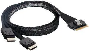 JAENFONG Ultraport Slimline SAS Slim 4.0 SFF-8654 8i 74pin to Dual Oculink SFF-8611 Cable 50cm PCI-Express