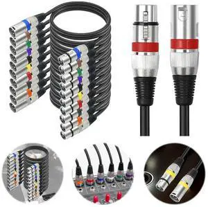 10 Pack XLR Cable 1.5M Male To Female 3 Pins Balanced Shielded XLR Microphone Cable for Audio Mixer Speaker System Radio Station