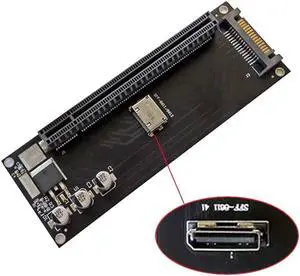 JAENFONG Oculink SFF-8612 SFF-8611 to PCIE PCI-Express 16x 4x Adapter with SATA Power Port for Mainboard