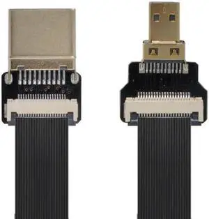 JAENFONG  90 Degree Down Angled FPV Micro HDMI Male to HDMI Male FPC Flat Cable 20cm for FPV HDTV Multicopter Aerial Photography
