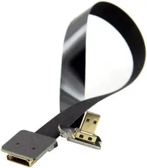 JAENFONG Down Angled 90 Degree FPV Micro HDMI Male to Mini HDMI Female FPC Flat Cable 10cm for FPV HDTV Multicopter Aerial Photography JAENFONG Down Angled 90 Degree FPV Micro HDMI Male to Mini HDMI Female FPC Flat Cable 10cm for FPV HDTV Multicopter Aerial Photography