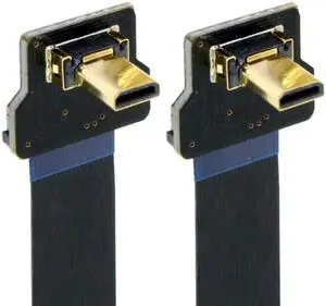 JAENFONG 90 Degree Up Angled FPV Micro HDMI Male to Micro HDMI FPC Flat Cable 20cm for FPV HDTV Multicopter Aerial Photography