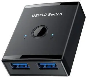 1 in 2 Out USB Sharing Switch with 2pcs Cables 2 Port USB Peripheral Switcher Hub Box Plug and Play for Printer/Other Usb Device