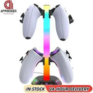 RGB Earphone Hanger 9 Light Modes for Desk W/ USB +Type C Charging +USB Data Ports for PS5/PS4/Xbox/Switch Pro Gamepad & Headset