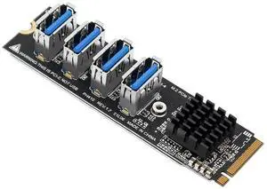 M.2 Mkey To 4 PCI-E Converter Card High Speed USB3.0 Hard Disk Adapter Card Stable Transmission Accessories for Desktops