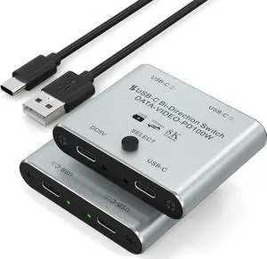 JAENFONG 8K USB C Switch, USB C Switcher for 2 Computers - Bi Directional USB C KVM Switch Splitter, Type C Switch for 8K@60Hz/4K@144Hz Video Transfer + 100W Charging+10Gbps Data, with Power Cable JAENFONG 8K USB C Switch, USB C Switcher for 2 Computers - Bi Directional USB C KVM Switch Splitter, Type C Switch for 8K@60Hz/4K@144Hz Video Transfer + 100W Charging+10Gbps Data, with Power Cable