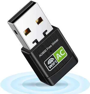 USB WiFi Adapter WiFi dongle AC600Mbps Hi-Speed USB Plug WiFi Network Adapter Desktop Wireless Adapter Network USB High Speed Dual-Frequency Desktop/Laptop, Support Windows10 / 8/7 / Vista/XP (Black)