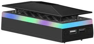 Top Cooling Fan System 7 RGB LED Light Modes Game Console Cooling Fan Dustproof Top Cover 2 USB Ports 3 Gears for Xbox Console