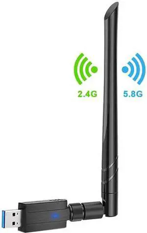 JAENFONG USB WiFi Adapter, USB 3.0 1200Mbps WiFi Dongle Network Adapter with 5dBi Antenna for PC/Desktop/Laptop/Mac, Support Windows XP/ 10/8/ 7/ Vista, Mac OS X 10.6-10.14