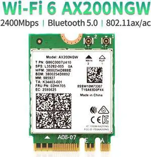 JAENFONG Dual band 2.4Gbps Wi-Fi 6 AX200NGW 802.11ax/ac MU-MIMO 2x2 Wifi for AX200 NGFF M.2 Bluetooth 5.0 Network Wlan Card