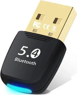 JAENFONG Bluetooth Adapter PC, BT 5.4 Bluetooth Dongle, Bluetooth Dongle USB Adapter, Bluetooth Stick, Low Latency, Plug & Play, with Windows 7/10/8.1/11, for Desktop, Laptop, Headset, Keyboard, Mouse
