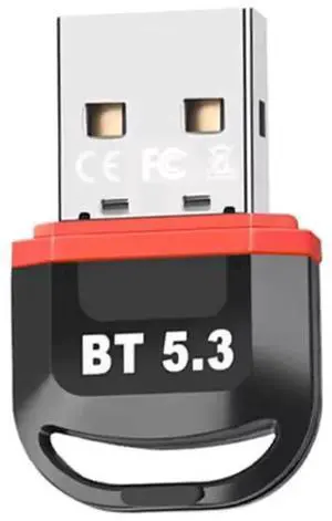 JAENFONG USB Bluetooth 5.3 Adapter for PC, Plug & Play BT5.3 Bluetooth Dongle Receiver Long Range Support Windows 11/10/8.1 for Desktop Laptop Keyboard Mouse Headset (Red)
