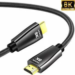 JAENFONG 8K HDMI Cable 2.1 3.3FT, Slim 48Gbps High Speed HDMI Braided Cord-4K@120Hz 144Hz 8K@60Hz, HDCP 2.2&2.3, Dynamic HDR,eARC,DTS:X,RTX 3090,Dolby Compatible with Roku TV/HDTV/PS5/Blu-ray 3.3ft.