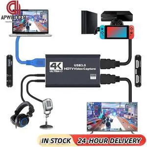 USB 3.0 4K HDMI-Compatible Capture Card 1080P 60FPS Audio Video Capture Card Game Capture Card Works for PS4/Camera/PC