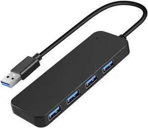 JAENFONG USB Hub, 4 Port USB 3.0 Data Hub, Ultra-Slim Data USB Splitter for Mobile SSD, MacBook, Mac Pro/ Mini, iMac, Chromebook, Surface Pro, USB Flash Drives, Notebook PC, XPS, and More