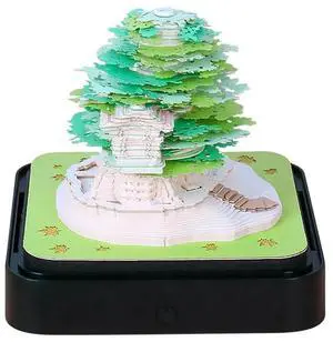 2024 Calendar Memo Pad, Desk Calendar With LED Lights 3D Notepad Paper Carving Gift Desktop Decoration For Office B Easy To Use