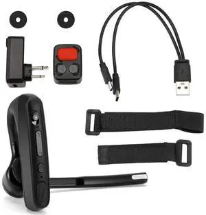 Walkie Talkie Bluetooth Earphone with M Plug Adapter Wireless PTT Remote Control for Restaurant Hotel