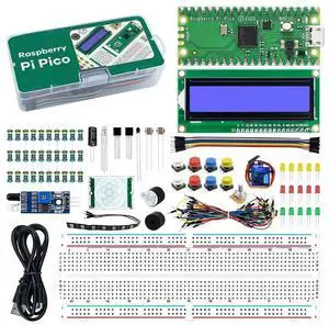 For Raspberry Pi Pico RP2040 Basic Starter Kit LCD1602 Display Module Breadboard for Raspberry Pi Beginners & Software Engineer