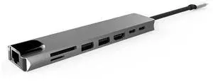 8 in 1 USB C Hub Hdmi-compatible Pd Fast Charge Docking Station 100m Ethernet Port for Macbook Notebook Laptop Compute