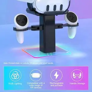 RGB VR Charging Station Headset Display Stand and Controller Mount VR Display Stand for Quest 3/3S VR Headset & Controllers