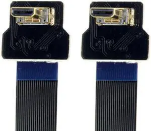 JAENFONG 90 Degree Down Angled FPV Micro HDMI Male to Micro HDMI FPC Flat Cable 20cm for FPV HDTV Multicopter Aerial Photography