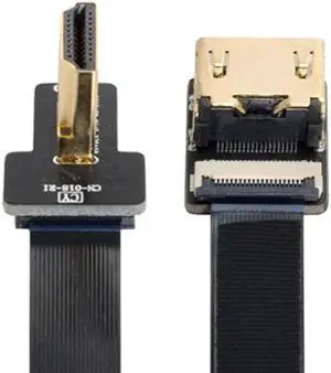 JAENFONG Left Angled 90 Degree HDMI Male to Female FPC Flat Cable for HDTV Multicopter Aerial Photography