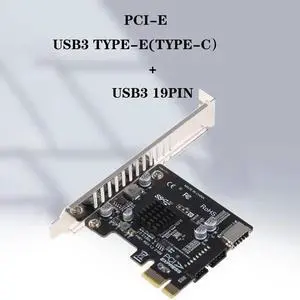 PCI-E to USB 3.0 Expansion Card 5Gpbs Type E PCI Express Card 19/20 Pin Header for Type C Front Panel Mount Adapter