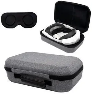 Hard Carry Case with Lens Cover Waterproof Hardshell Case Shockproof Mesh Pocket for Quest 3 VR Headset Game Controller