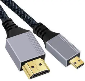 JAENFONG 0.3m HDMI 2.0 Male to Micro HDMI Type-D Male 4K 60hz Cable with Sleeve Straight Connector for HDTV Computer Laptop Monitor