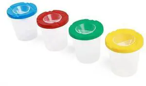 45 Pcs No Spill Paint Cups Set With Paint Brushes And Paint Tray Palette, Paint Cups With Lids For Kids Art Painting