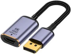 JAENFONG DisplayPort 1.4 Source to HDMI 2.0 Display 8K 60hz UHD 4K DP to HDMI Female Monitor Adapter Cable