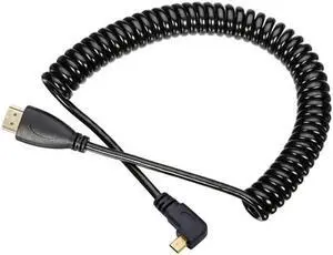 JAENFONG Stretch Left Angled 90 Degree Micro HDMI to HDMI Male HDTV Cable for Cell Phone Tablet Camera