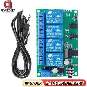 AD22B04 4CH DTMF Audio Controller Decoder Relay DC 12V Non-Locking/Self-Locking/Interlocking/Time Delay for Home