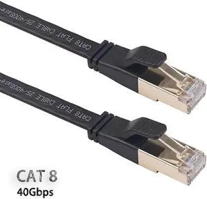 Cat 8 Ethernet Cable 16.4ft, Hannord Cat8 Flat Internet Cable, RJ45 High Speed Gaming Patch Cord, White Network LAN Cable, 40Gbps, 2000Mhz, Weatherproof for Xbox, POE, PS4, Switch, Modem, Router