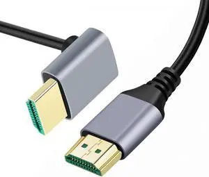 JAENFONG 0.5M HDMI 2.1 Ultra Thin HDTV Cable 8K 4K Hyper Super Flexible Slim Cord Down Angled 90 Degree Type-A Male to Male for Computer HDTV