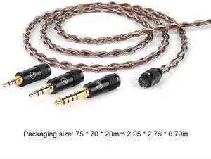 Earphone Wire with Swappable Connector 2.5/3.5/4.4mm Headphone Cable Silver-Plated Copper OFC Copper for TRN MT1 MAX TA4