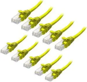 JAENFONG Cat6 Ethernet Patch Cable RJ Pure Bare Copper Wire LAN Network Internet Patch Cord Internet Router 10-Pack Yellow 30ft JAENFONG Cat6 Ethernet Patch Cable RJ Pure Bare Copper Wire LAN Network Internet Patch Cord Internet Router 10-Pack Yellow 30ft