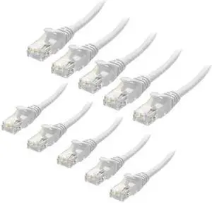 JAENFONG Cat6 Ethernet Patch Cable RJ Pure Bare Copper Wire LAN Network Internet Patch Cord Internet Router 10-Pack White 10ft JAENFONG Cat6 Ethernet Patch Cable RJ Pure Bare Copper Wire LAN Network Internet Patch Cord Internet Router 10-Pack White 10ft