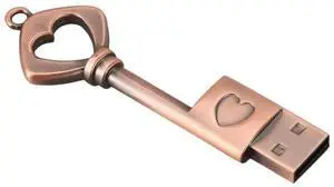 6X USB 2.0 l USB Pen Drive Pure Copper Heart USB Flash Drive Key (Copper, 8GB)