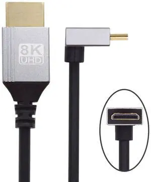 JAENFONG 90 Degree Up Angled Mini HDMI 2.1 Ultra Thin HDTV Cable 8K 4K Hyper Super Flexible Slim Cord Type-A to Type-C for Camera HDTV JAENFONG 90 Degree Up Angled Mini HDMI 2.1 Ultra Thin HDTV Cable 8K 4K Hyper Super Flexible Slim Cord Type-A to Type-C for Camera HDTV