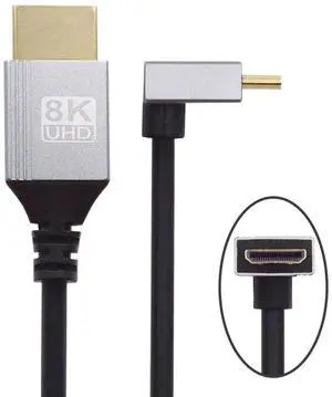 JAENFONG 90 Degree Down Angled Mini HDMI 2.1 Ultra Thin HDTV Cable 8K 4K Hyper Super Flexible Slim Cord Type-A to Type-C for Camera HDTV JAENFONG 90 Degree Down Angled Mini HDMI 2.1 Ultra Thin HDTV Cable 8K 4K Hyper Super Flexible Slim Cord Type-A to Type-C for Camera HDTV