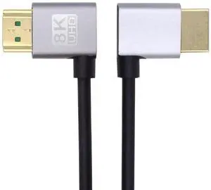 JAENFONG HDMI 2.1 Ultra Thin HDTV Cable 8K 4K Hyper Super Flexible Slim Cord Right Angled to Right Angled 90 Degree Type-A for Computer HDTV