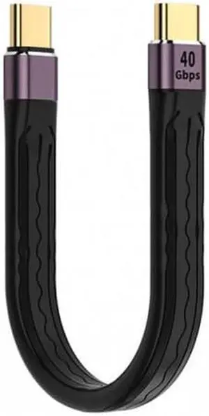 JAENFONG Type-C USB-C Male to Male USB4 40Gbps 100W 8K Flat Slim FPC Data Cable for LaptopPhone 13cm