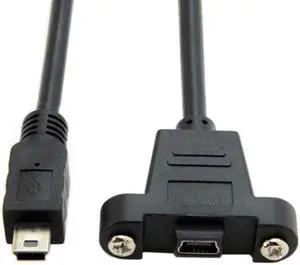 JAENFONG Panel Mount Type Mini USB 5Pin Male to Female Extension Adapter Cable with Screws 50cm JAENFONG Panel Mount Type Mini USB 5Pin Male to Female Extension Adapter Cable with Screws 50cm
