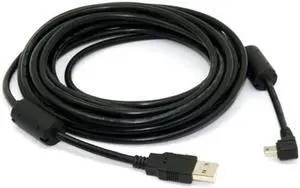 JAENFONG Mini USB B Type 5pin Male Right Angled 90 Degree to USB 2.0 Male Data Cable 5 Meters with EMI Ferrite Core
