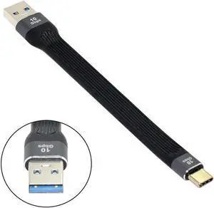 JAENFONG 10Gbps USB 3.1 Type C Male to USB3.0 Type A Male Flat Slim FPC Data Cable for LaptopPhone