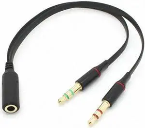 JAENFONG Black Dual 3.5mm Male to Single Female Headphone Microphone Audio Splitter Cable for Cell PhoneTabletLaptop JAENFONG Black Dual 3.5mm Male to Single Female Headphone Microphone Audio Splitter Cable for Cell PhoneTabletLaptop