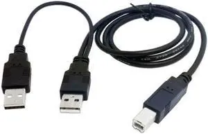 JAENFONG USB 2.0 Male to Standard B Male Y Cable 80cm for PrinterScannerExternal Hard Disk Drive
