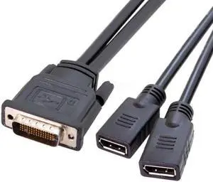 JAENFONG DMS-59Pin Male to Dual DP Displayport Female Splitter Extension Cable for PC Graphics Card