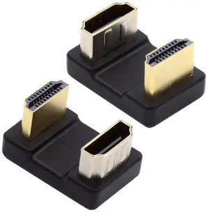 JAENFONG 2pcs/lot Up & Down HDMI 1.4 Male Type-A to HDMI Female Port Saver 360 Degree Opposite U Shape Back Angled Extension Adapter